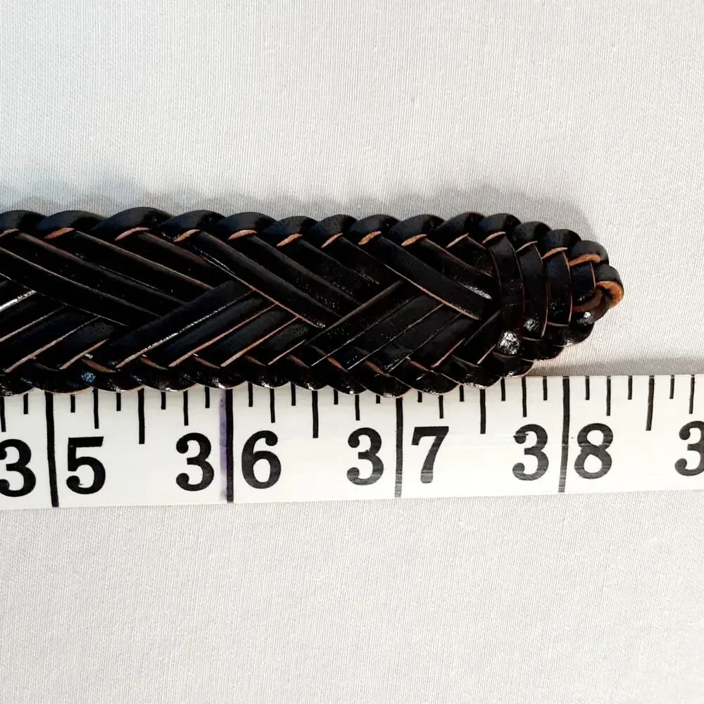 Charter Club Black Braided Genuine Leather Belt Size Large Casual